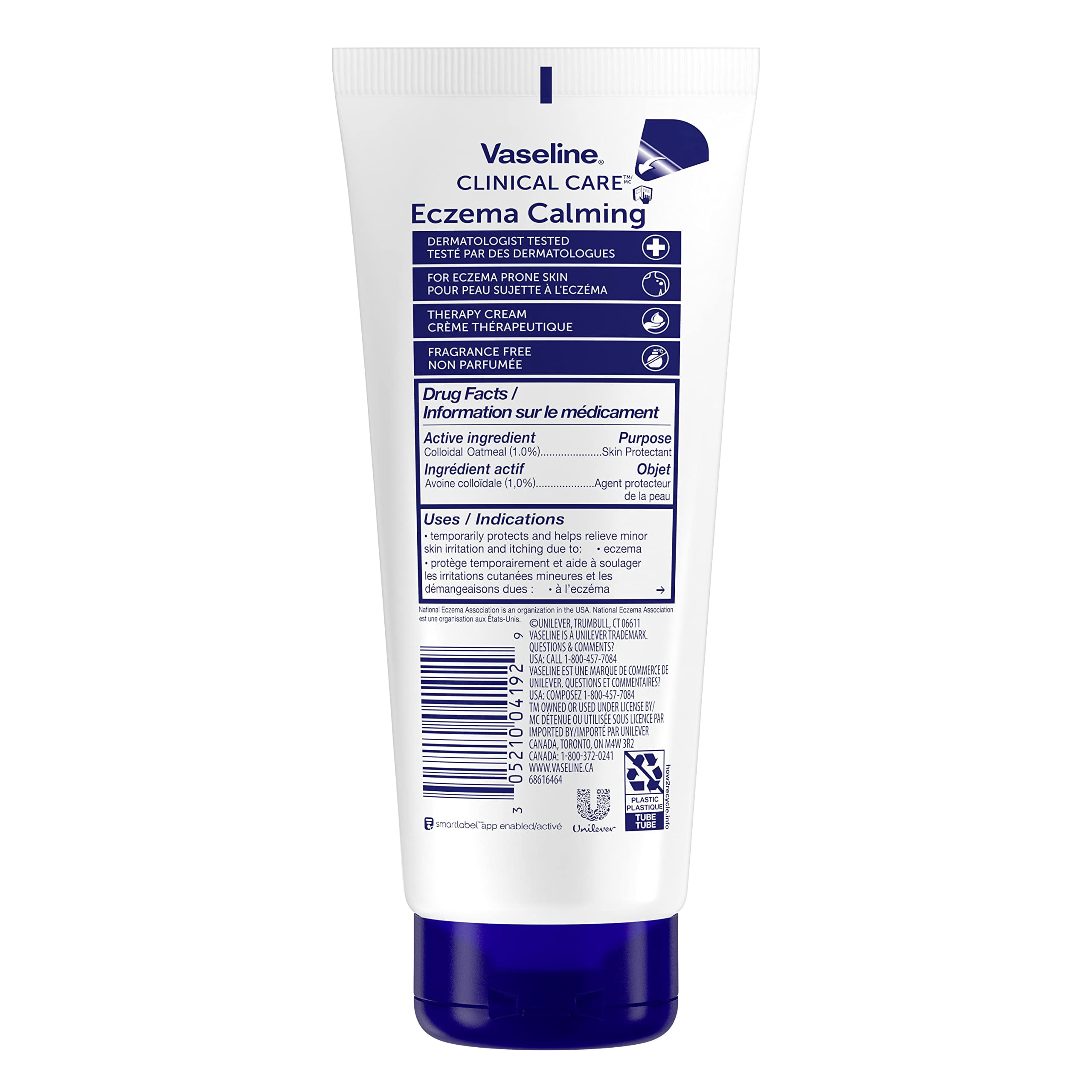 Vaseline Eczema Calming Hand & Body Cream Lotion For Dry Skin - Unscented Clinical Care Cream Body Lotion With Colloidal Oatmeal Skin Protectant, Pro-Lipids Jelly, 6.8 Oz Ea (Pack Of 2).