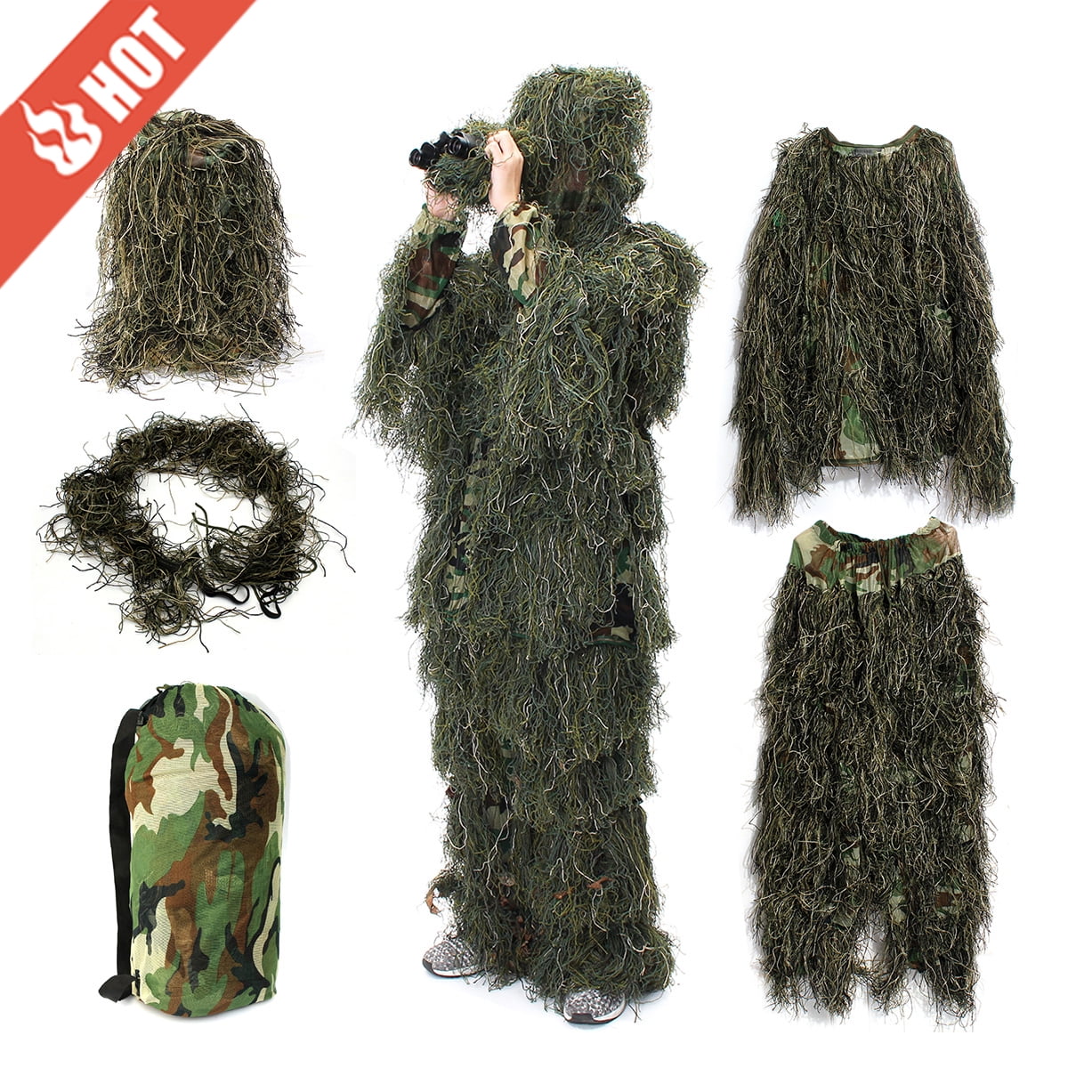 Ghillie Suit Sniper Camo 3d Woodland Camouflage Clothing Clothes Forest Hunting Shooting Wildfowling Stalking Wildlife Photography Birdwatching Hide