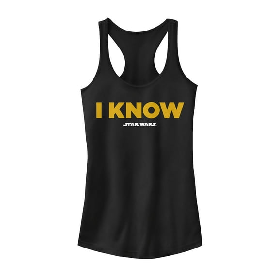 Junior's Star Wars Han Solo I Know  Racerback Tank Top Black X Large