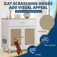 thumbnail image 5 of Juiluna Hidden Cat Litter Box Enclosure Furniture, 31.5'' Wooden Dog Proof Cat Litter Box Enclosure Cabinet with Drawer and 2 Sisal Doors, Corner Kitten Cats Cabinet White, 5 of 9