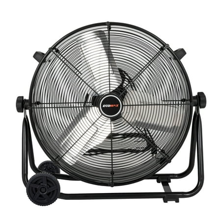 Ecomax EMF102433D 24" High Velocity Drum Floor Fan – Industrial 3-Speed Adjustable Tilt
