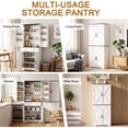 thumbnail image 5 of Ktaxon Mid-Century Kitchen Pantry with Storage, 72" Barn Door Food Cabinet with Large Drawer and Adjustable Shelves for Living Room, White & Brown, 5 of 8