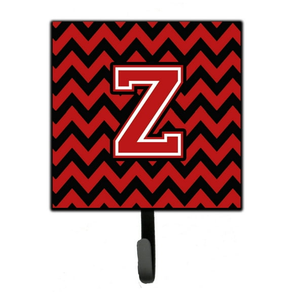 Letter Z Chevron Black and Red   Leash or Key Holder