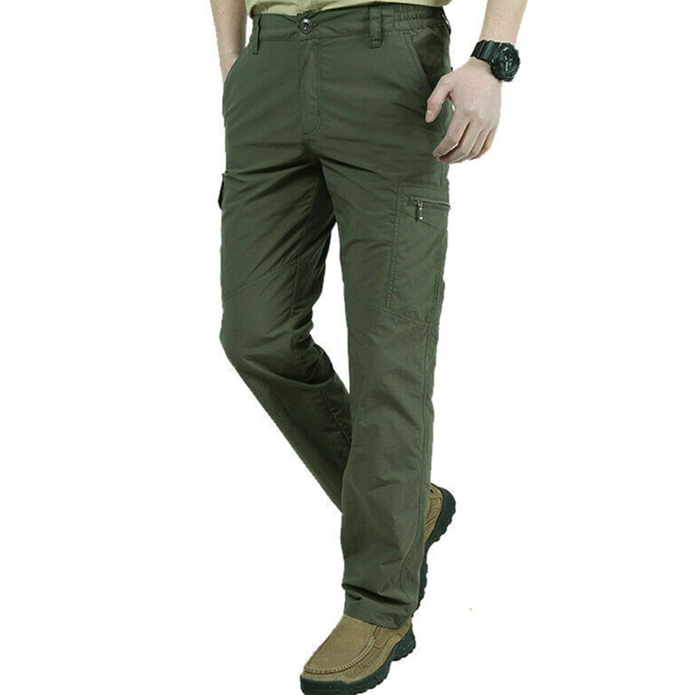 Men Multi-Pockets Work Cargo Pants Climbing Hiking Quick Dry Breathable Trousers 