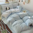 thumbnail image 3 of 3 Pieces Light Blue Plaid Bedding Set Blue Grid Geometric Pattern Comforter Cover Soft Plaid Microfiber Full Duver Cover Set, 3 of 5