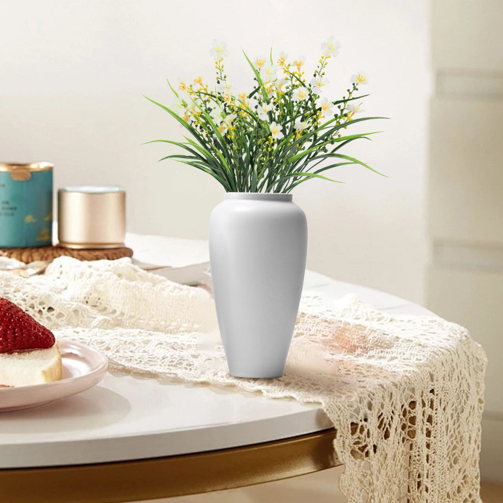 Uv Resistant Artificial Outdoor Flowers, Ongmies Artificial Oncidium Flower Plants Outdoor Artificial Plastic Plants for Garden Wedding Farmhouse Decoration, A Bunch of Artificial Flowers * 20
