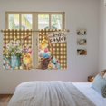 thumbnail image 3 of Easter Chicken Eggs Kitchen Curtains 45 Inch Length, Spring Daisy Flowers Yellow Brown Check Tiers Curtains for Bathroom Bedroom Cafe, Light Filtering Small Window Treatment Drapes 2 Panels 42"Wx45"L, 3 of 8