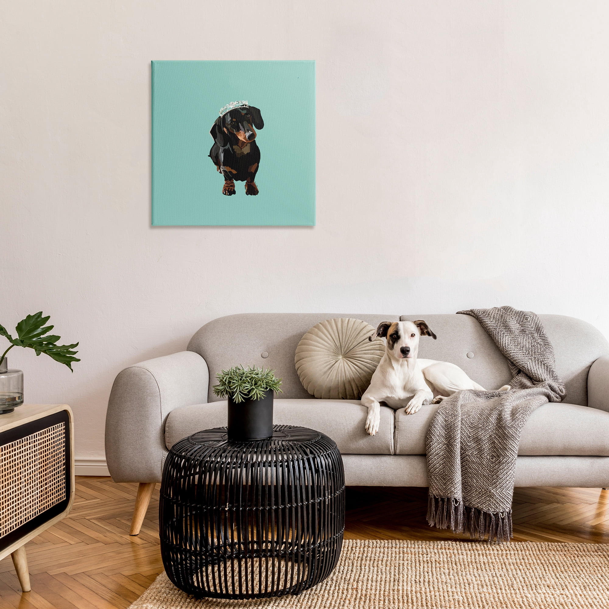 Stupell Industries Dachshund Wearing Tiara Animals & Insects Painting Gallery Wrapped Canvas Art Print Wall Art, 30 x 30