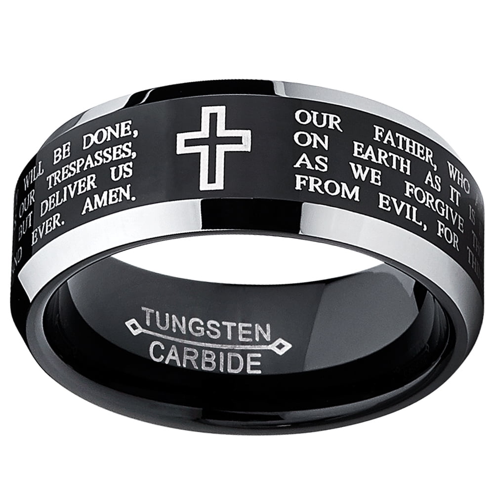 Mens wedding band with lord's prayer sale
