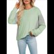 thumbnail image 2 of Sudadera Informal de Gran Tamaño para Mujer, Cuello Redondo, Bloques de Color, Holgada, Tipo Jersey. Verde M, 2 of 8