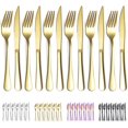 thumbnail image 1 of Evanda Gold Steak Knives Set 12 Piece, Gold Titanium Plating Stainless Steel 6 Dinner Forks and 6 Dinner Knives Set, Steak Knives Steak Forks, Dishwasher Safe, 1 of 7