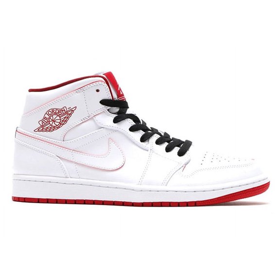 Nike Air Jordan 1 Mid White/Gym Red Men's Basketball Shoes Size 8.5