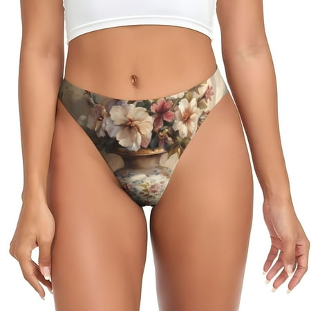 Sigee Vintage Floral Vase With Books for Women s G-String Sexy  Low Rise  Soft Lace Perfect for Special Occasions-X-Small