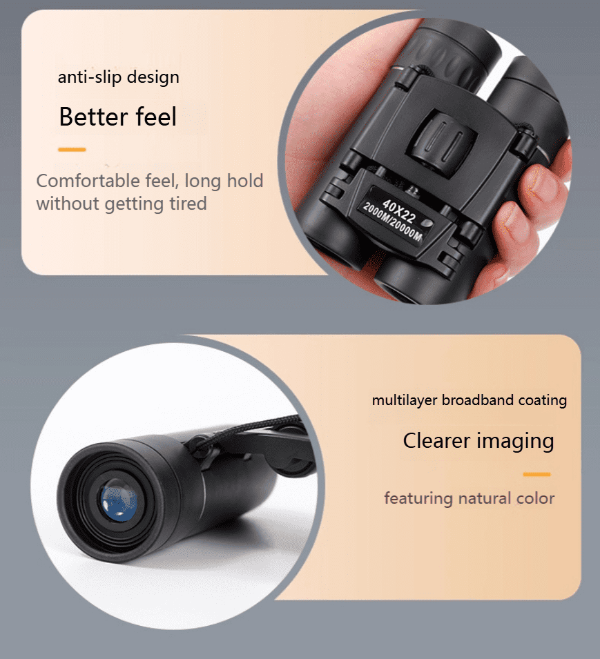 For Hunting Sports Outdoor Camping Travel，40x22 HD Powerful Binoculars 2000M Long Range Folding Mini Telescope BAK4 FMC Optics