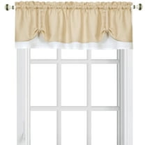 Woven Trends Two-Tone Window Curtain Valance, Double Layer Short Valance Small Window Curtains for Bathroom Living Room and Kitchen, Beige/White, 58" (W) x 14" (L) Valance