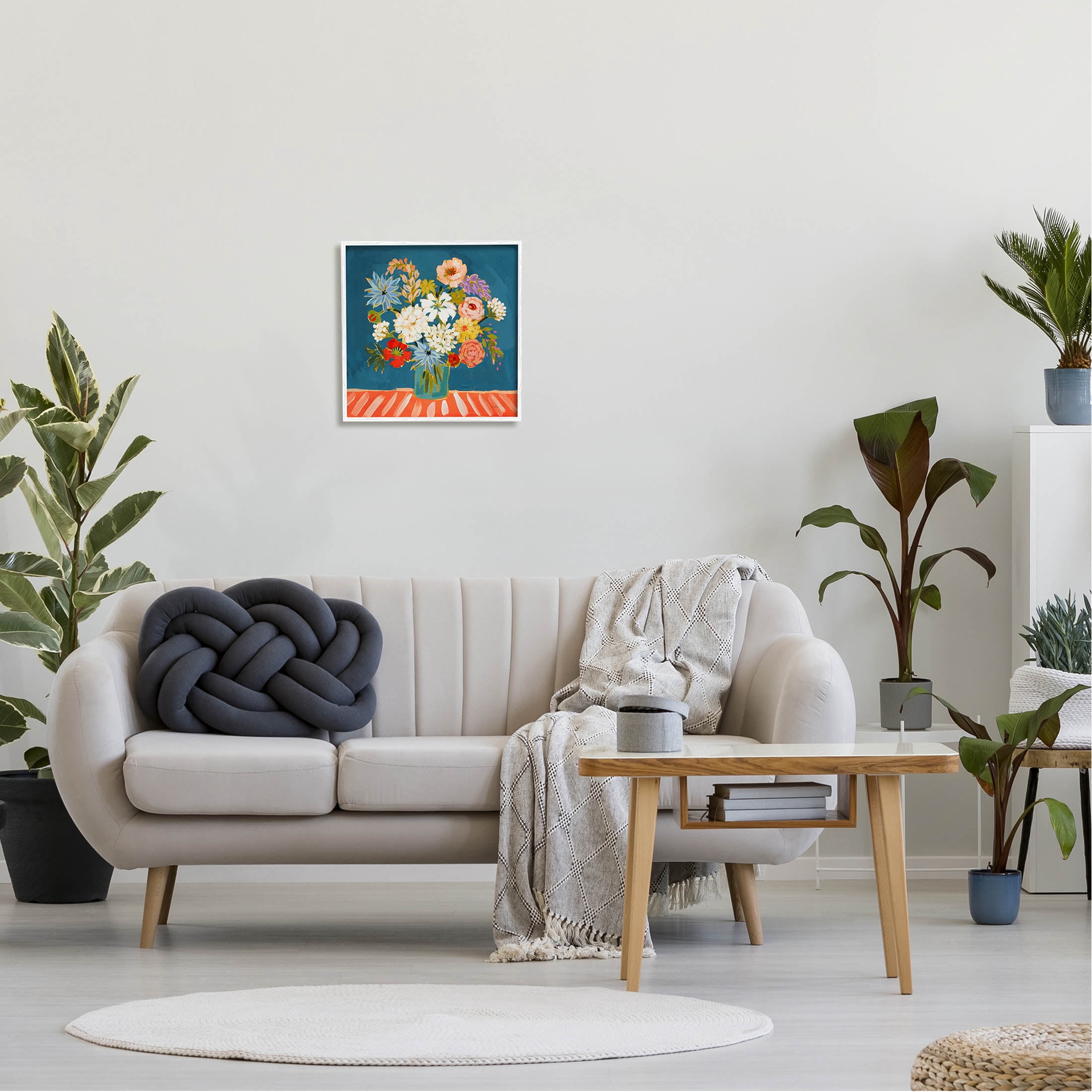 Stupell Industries Modern Mixed Vivid Flowers Painting White Framed Art Print Wall Art, Design by Liz Jardine