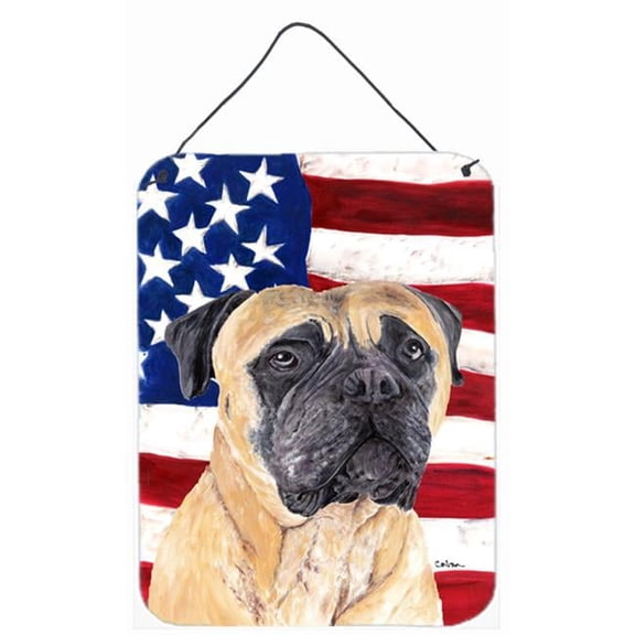 USA American Flag with Mastiff Aluminium Metal Wall Or Door Hanging Prints