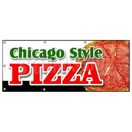 CHICAGO STYLE PIZZA BANNER SIGN by the slice take out carry deep