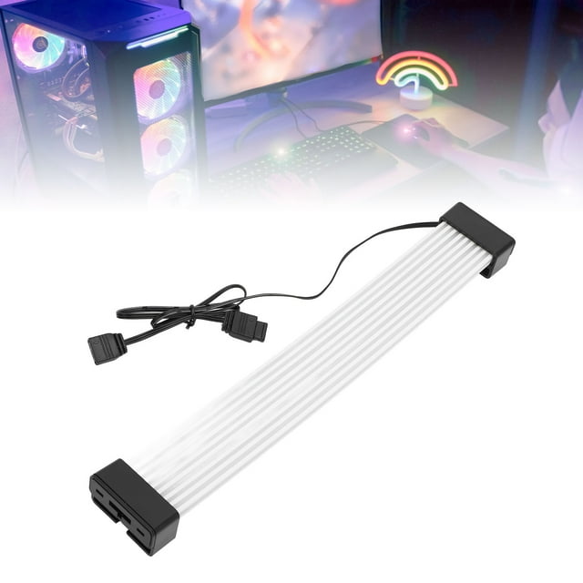 Cable de Extensión Rgb Psu, Barra de Luz de Sinconización Argb de Silicona de 8 Pines A 2x8 Pines, 260 mm, 5V, Con Peines de Alambre para Decoración Argb de Caja de Computadora