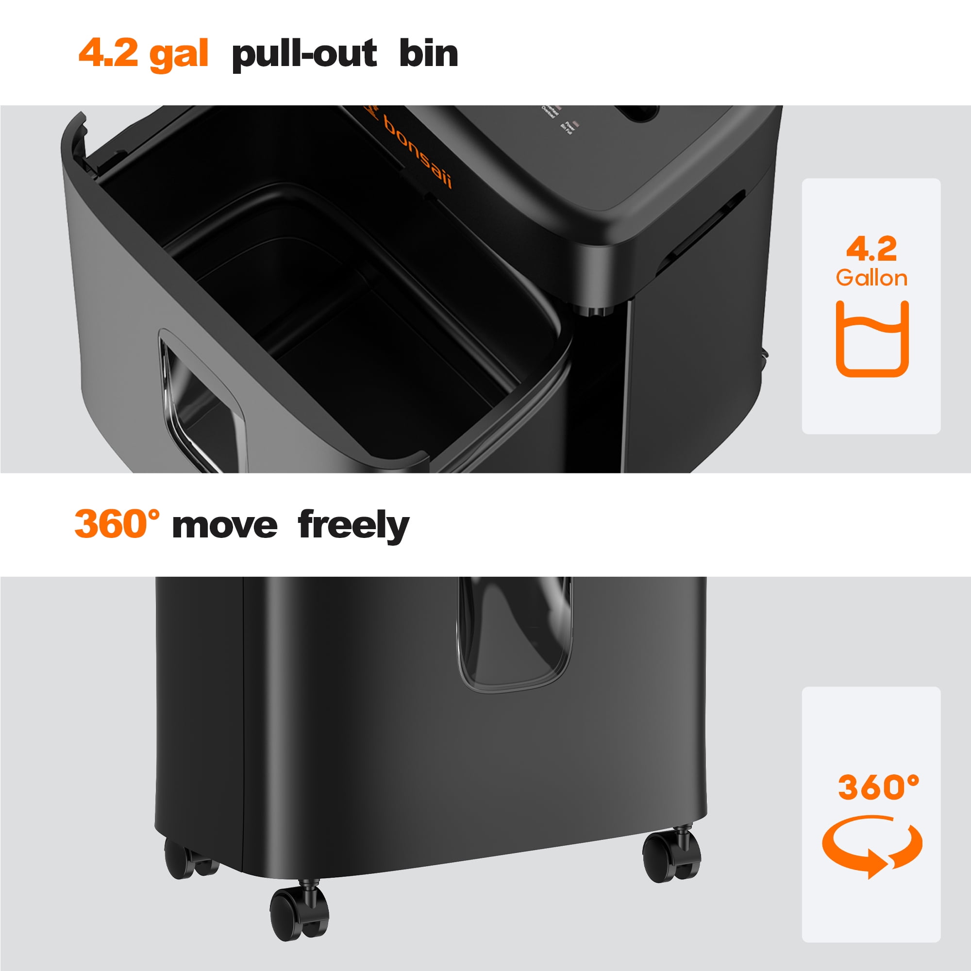 Bonsaii 100-Sheet Auto Feed Micro-Cut Paper Shredder, P-4 High Security Heavy Duty Shredder with 4.2-Gallon Pull-Out Bin,Black