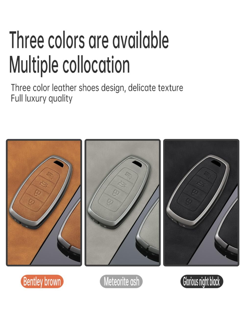 Key Fob Cover with keychain, Zinc Alloy Car Key Fob Case Compatible with Hyundai i30 ix25 Ix35 Elantra Encino Kona Solaris Azera Grandeur Ig TM Accent Santa Fe Palisade 4 Button Key Protector Holder