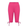 thumbnail image 4 of Jewelreauty Short Leggings for Women High Waisted Workout Stretch Yoga Leggings Pull On Knee Length Pants (2XL, Hot Pink), 4 of 5