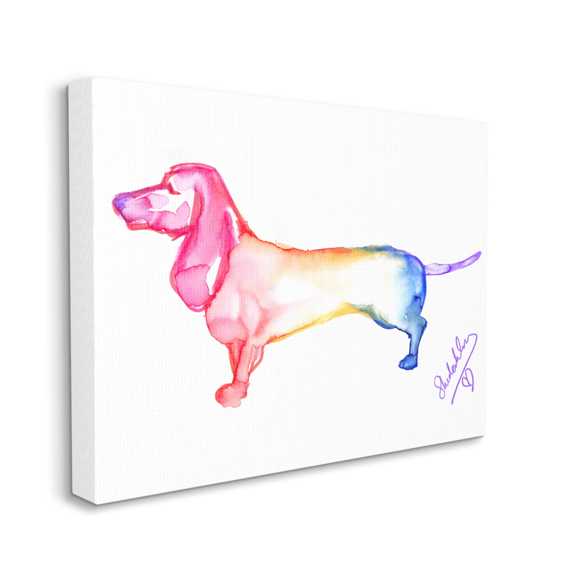 Stupell Industries Rainbow Dachshund Dog Animals & Insects Painting Gallery Wrapped Canvas Print Wall Art, 48 x 36