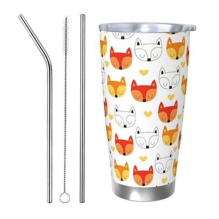 

Coaee Cute Fox with Heart for 20oz Insulated Kettle Water Bottle For Running Hiking Cycling Climbing Men S Woman Insulated Water Bottle-Straw Three-piece Set