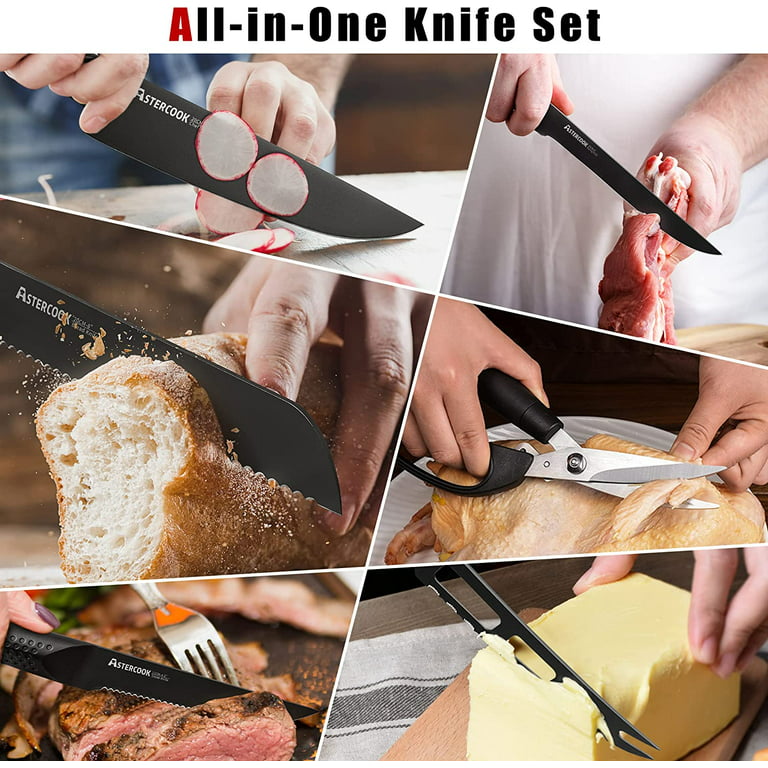 Knife Set, Astercook 21 Pieces Knife Sets for Kitchen with Block,  Dishwasher Saf