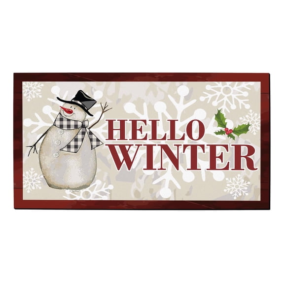 ThisWear Winter Doormat Hello Winter Decor Holiday Party Supplies Waving Snowman Welcome Mat Doormat Multi