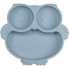 NewWestSilicone Owl Divided Plate with Sucker, 3 Compartments Dining Plate for Kids and Babies-Blue