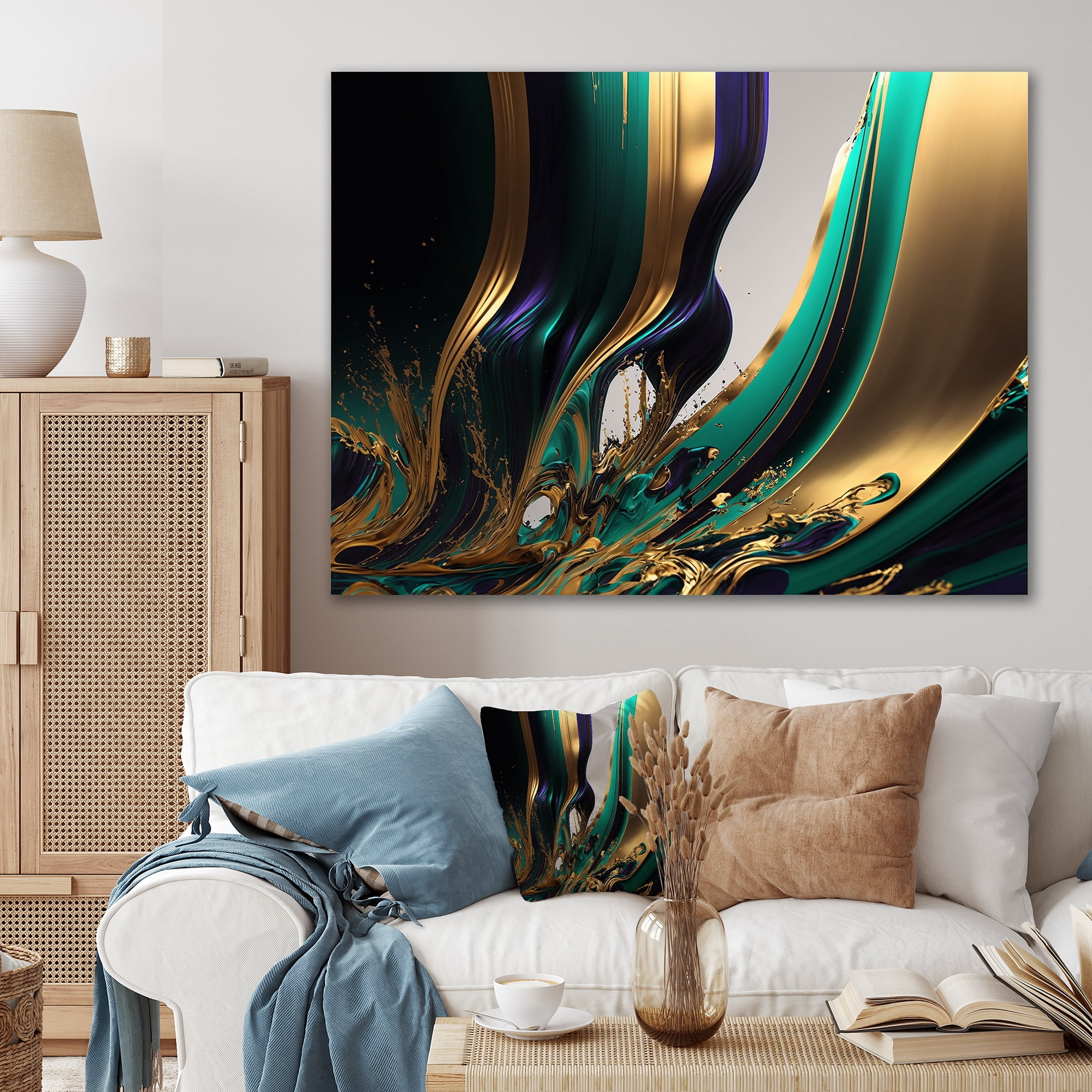 Designart Green And Gold Agate III Canvas Wall Art