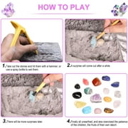 DoDoMagxanadu Gemstone Dig Kit, 16 Real Gem Excavation Kit Dig up 16 Real Gems Stones Mega Gems, STEM Science Kits Excavate Toys for Girls Boys,Easter Basket Stuffers