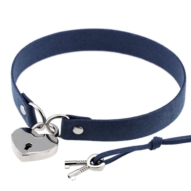 Collier Ras du Cou en Cuir Punk Premium en Cuir Végan et Collier avec Pendentif Élégant Bleu Marine