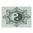 thumbnail image 1 of Ying Yang Cutting Board, Yin Yang Characters for Movement and Harmony Macro Cosmos Mandala Pattern, Decorative Tempered Glass Cutting and Serving Board, Small Size, White Black, by Ambesonne, 1 of 1