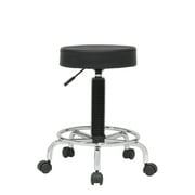 Studio Designs Deluxe Padded Height Adjustable Office, Salon, or Studio Swivel Rolling Stool Chrome/Black