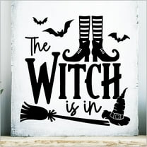 Halloween The Witch is in (boots) Vinyl Lettering wall decal (10"H x 10"L Black)