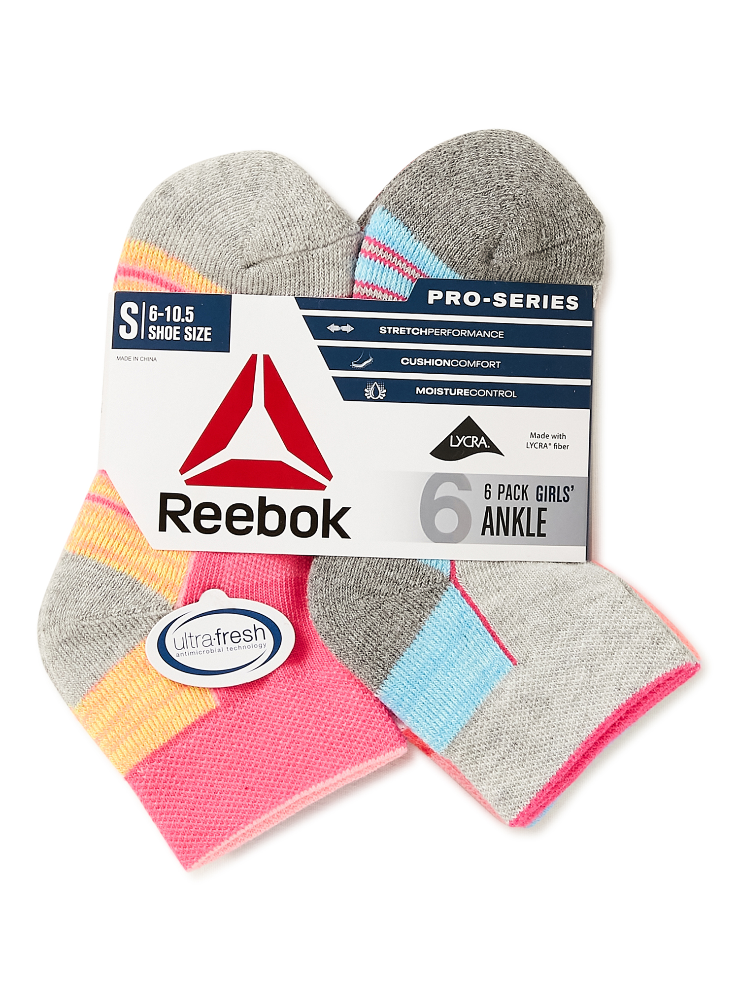 Reebok Girls Pros Series Ankle Socks, 6-Pack - image 3 of 9
