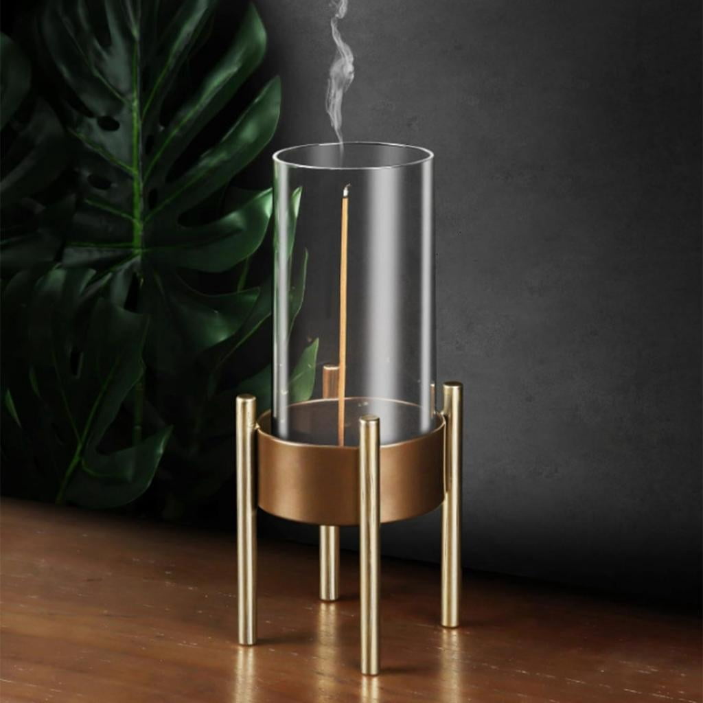 Elegant Incenses Stick Holder with Removable Glass Ashes Catcher Tray for Living Room and Bedrooms Home Relaxation