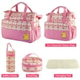 thumbnail image 3 of 5 Pcs Multifunctional Set Baby Changing Diaper Nappy Bag, Maternity Mummy Handbag, Portable Nappy Basket Storage Organiser, Maternity Baby Bag for Boys Girls(Pink), 3 of 6