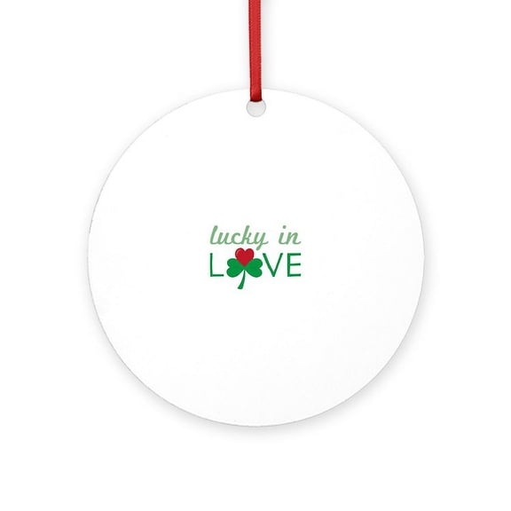 CafePress - Lucky In Love -  Round Wood Ornament 4"