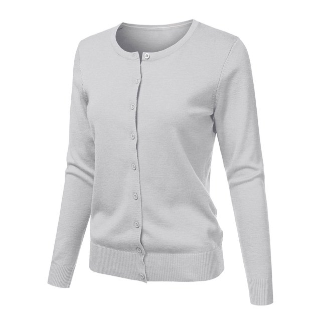 Cardigan Court à Col Rond, Chandail Court Grande Taille, Haut Tricoté Décontracté Gris P, Manteau