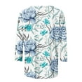 thumbnail image 5 of JINMGG Fall Tops for Women Women's Fashion Printed Loose T-Shirt 3/4 Sleeves Blouse Round Neck Casual Tops Light Blue M, 5 of 5