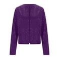 thumbnail image 5 of ASDFVBKG Sequin Jackets for Women Open Front Sparkling Long Sleeve Blazer Cropped Dressy Coat Loose Fit Jackets Purple L, 5 of 5