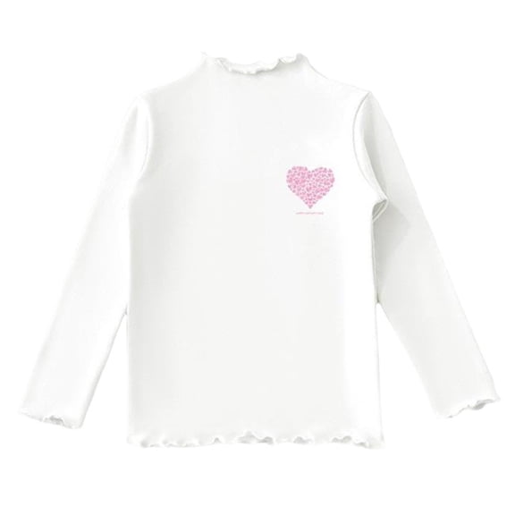 Posijego Girls Mock Neck Long Sleeve Shirts Ruffle Trim Casual T-Shirts for Little Girl Bottom Thermal Tops