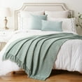 Battilo Sage Green Throw Blanket,Mint Green Knit Throw Blanket