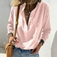 thumbnail image 2 of Kilaqueen Long Sleeve Shirts for Women Button V Neck Lapel Pleated Tops Solid Color Casual Lightweight Regular Fit Business Outfits, 2 of 8