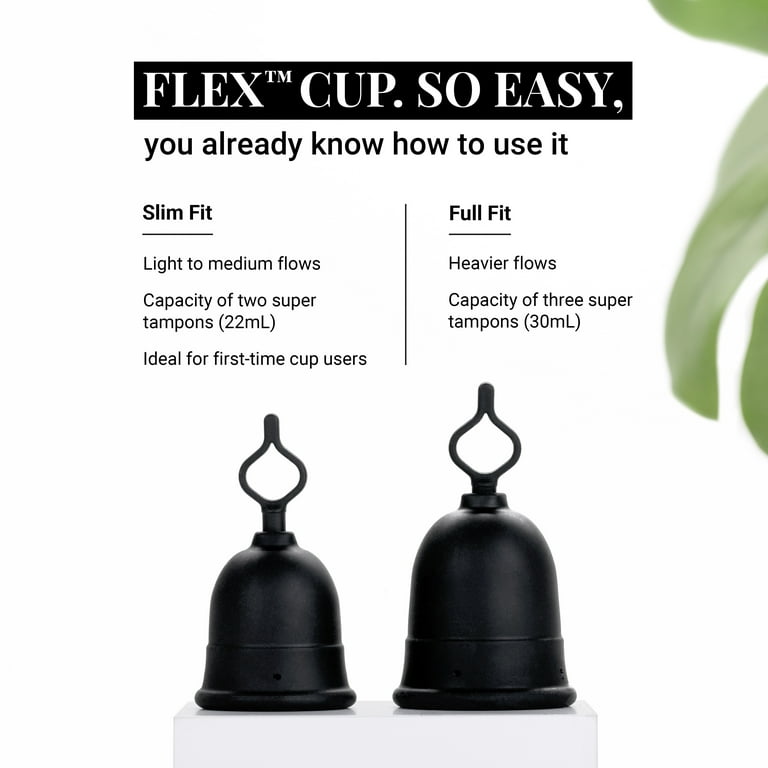 FLEX Menstrual Cup (Slim Fit) - Reusable Period Cup - Easy Removal Ring -  For Women with Medium or Sensitive Flow 