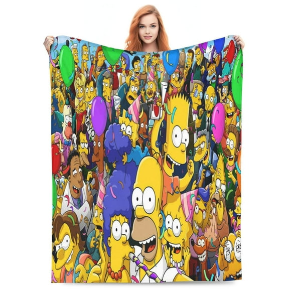 Simpsons Flannel Blanket Funny Ultra-Soft Micro Warm Throw Blanket Fleece Blanket Interesting Gift 50"X40"