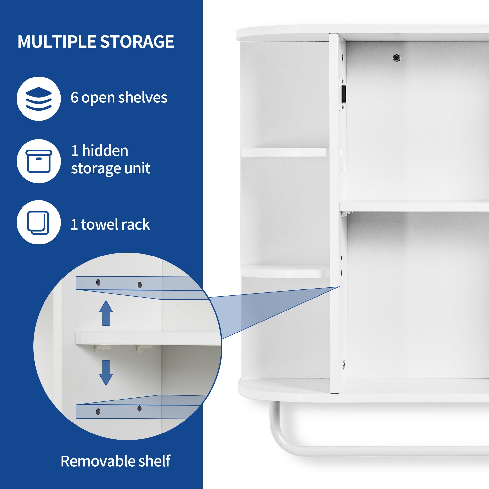 Dextrus 26" Bathroom Cabinet with Mirror Door, Wall Mounted Medicine Cabinet Organizer with Adjustable Shelves for Home, Bathroom, White